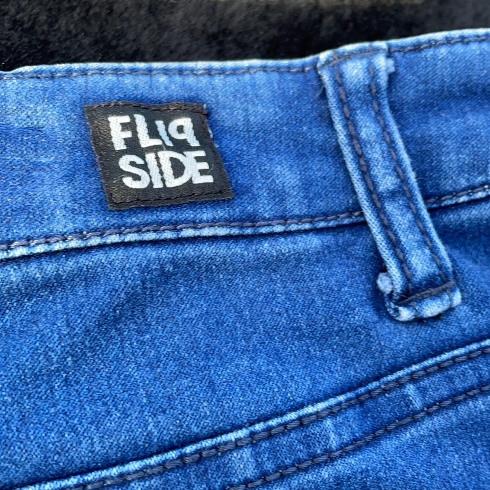 Flip Side Dual Frayed Denim Jean Shorts 2 Shorts in 1 Blue Ombré or Floral 17